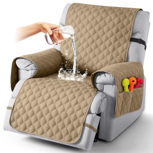 Image of TAOCOCO 100% Waterproof Recliner Covers, Reversible Recliner Couch Cover for Reclining Chair, Washable Couch Protector for Pets Kids (1 Seater, 28 inch, Camel)