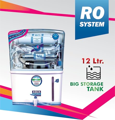 Image of Aqua Grand RO Water Purifier with RO, UV, Copper, Mineral & UV LED, B12 Technology, HTDS Membrane, 12L Transparent Storage Tank, Water Saving Design, Wall Mounted, 1 Year Warranty