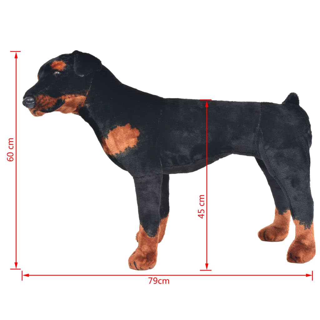 Rottweiler - Peluche de perro de pie en negro y marrón XXL, 79 x 60 cm, para habitación infantil y regalo, peluche suave para acurrucarse y consolar