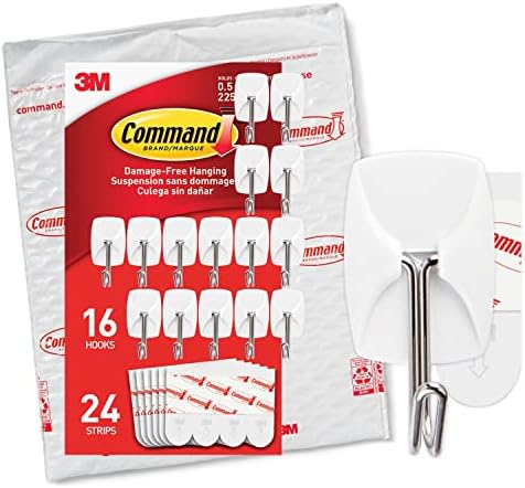 Command GP067-16NA Small Wire Hooks, Silver, White, 16