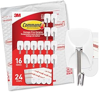 Command GP067-16NA Small Wire Hooks, Silver, White, 16