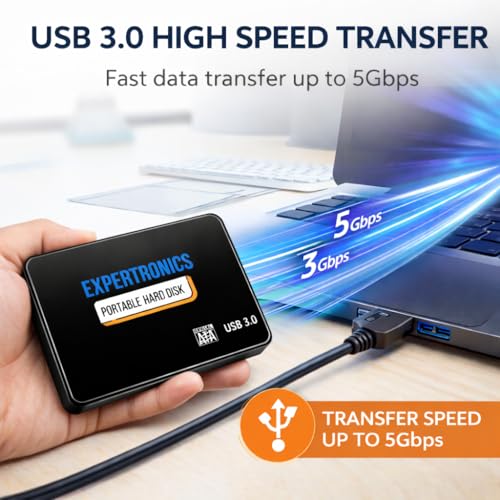 Image of Portable External Hard Disk 320GB - Ultra Slim USB 3.0 High-Speed HDD - Store Documents, Photos & Wedding Videos - Compatible with Windows /Mac /Linux (Black) - 1 Year Warranty (320, GB)
