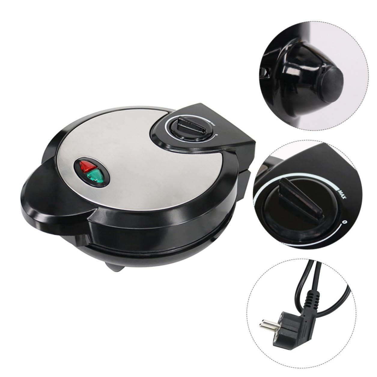 Mipcase Máquina para Hacer Panqueques Negra Recubrimiento Antiadherente | Base Antideslizante, Plástico y Acero Inoxidable, para Conos de Helado y Rollos, Limpieza Sencilla
