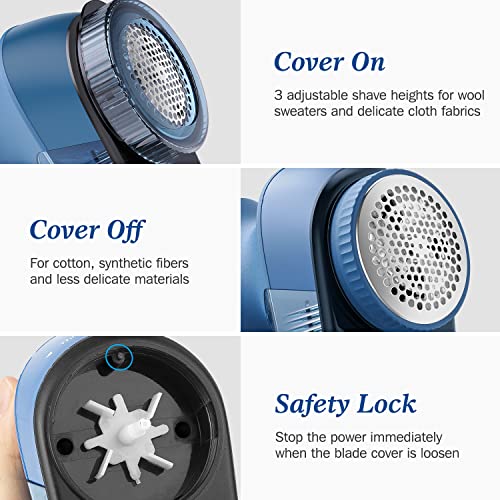 BEAUTURAL Fabric Shaver and Lint Remover, Sweater Defuzzer with 2-Speeds, 2 Replaceable Stainless Steel Blades, Battery Operated, Remove Clothes Fuzz, Lint Balls, Pills, Bobbles - Image 6