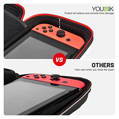 Younik Funda para NS Switch/Switch OLED Versión Mejorada Viaje rígida Case con más Espacio de Almacenamiento para 19 Juegos, Oficial Adaptador de AC y Otros Accesorios NS Switch