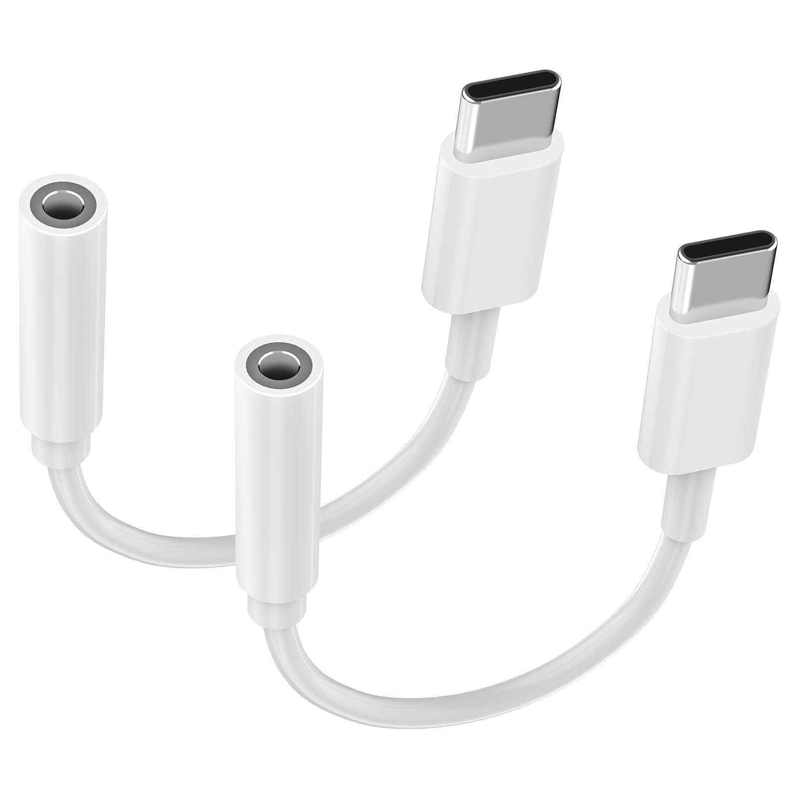Adaptateur USB-C Vers Jack 3,5mm - Lot De 2, 0,12m - Avec Puce DAC 24 Bits/96 KHz - Pour IPhone 15/16, Samsung, Huawei, Etc.