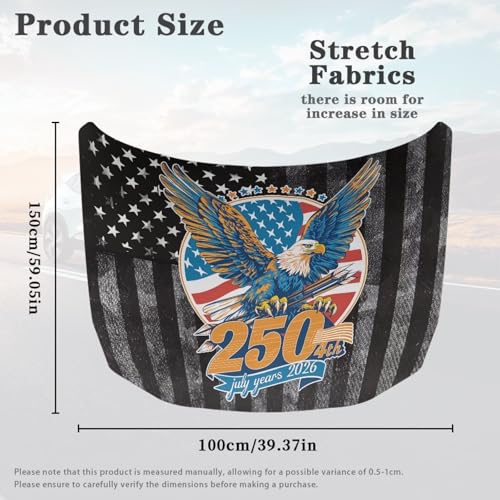 Image of Car Hood Cover Elastic Washable Hood Covers for Cars USA 250th Birthday Print Auto Hoods Protector Automotive Decor Half Car Cover for Cars Hoods Banner Replacement