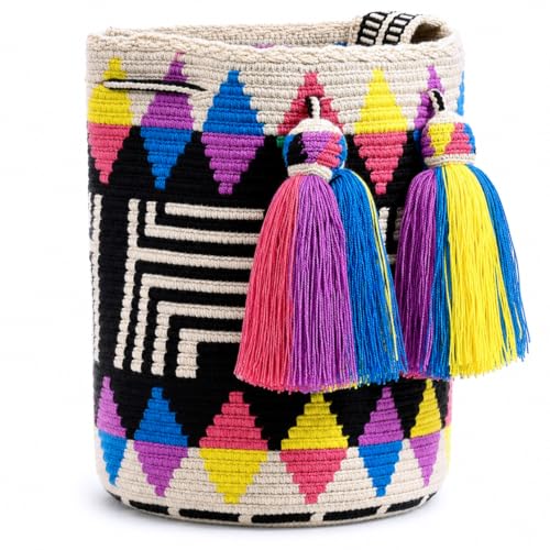 Image of WYOU Designer Collection Wayuu Hand-Woven Macrame Purse, Raffia Handbag, Classy Summer Crossbody Bags for Women, Medium