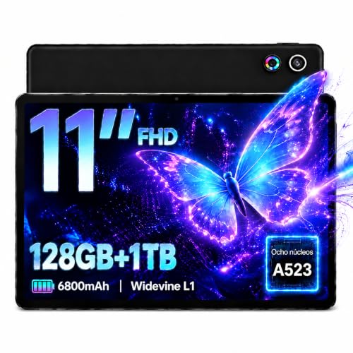 Miniatura 8 de Tablet, Tablet Android de 11 Pulgadas, 16 GB RAM 128 GB ROM Ampliable hasta 1 TB, Octa-Core, Batería de Gran Capacidad de 6800 mAh, Cámara Dual, Desbloqueo Facial (Negro)