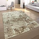 Paco Home Designer Teppich Modern Trendig Meliert Steinoptik Mauer Muster Wohnzimmer Braun, Grösse:240x340 cm