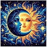Sun Moon Stamped Cross Stitch Kits for Adults - Embroidery Kits for Beginners Adults,11 CT Patterns Dimensions Counted Cross Stitch Kits for Arts Craft Kits 13.8x13.8 inch