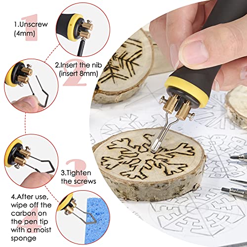 SEAAN Kit per Pirografo a Legna 60W, Macchina per Pirografia Digitale Temperatura Regolabile 0-750 ℃, DIY Set Completo per pirografico mit 2 Penne 23 Teste di Penna per Legno, Pelle, Zucca