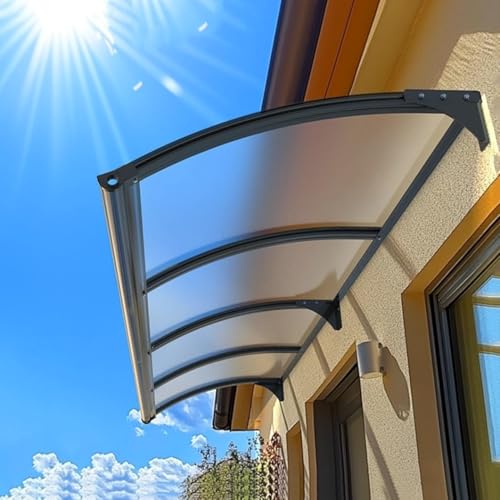 Toldo de ventana para puertas, toldo de puerta al aire libre, cubierta de policarbonato con soporte de aluminio, fácil de instalar