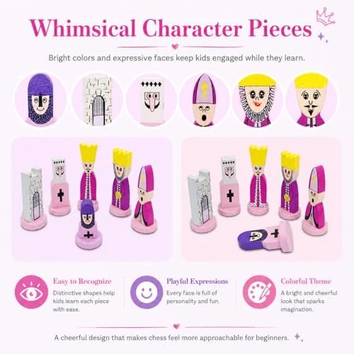 Set de ajedrez infantil JORMONY tablero rosa 11.8" miniatura 4