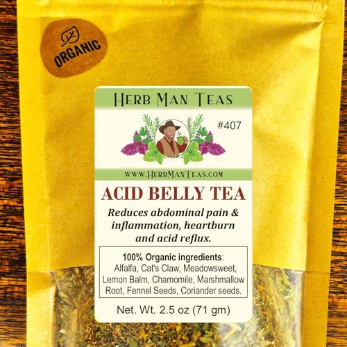 Herb Man Teas Acid Reflux Tea - Reduces Abdominal Inflammation, Heartburn, and Acid Reflux,...