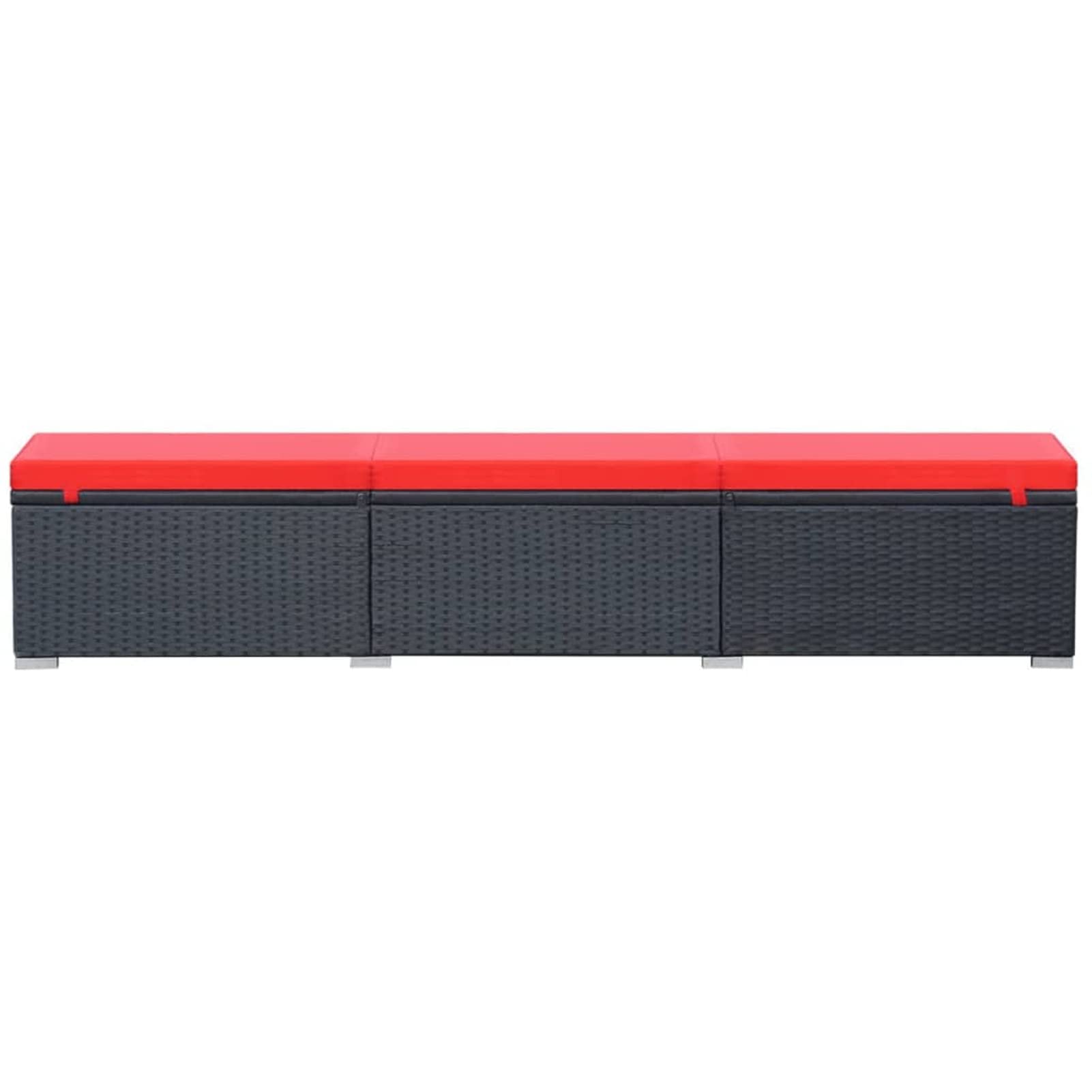 Homgoday Chaise Longue avec Coussin Résine Tressée Noir, Bain de Soleil de Jardin Côtés Réglables, Lit de Camping Transat de Relax pour Plage, Extérieur, Balcon, Terrasse B