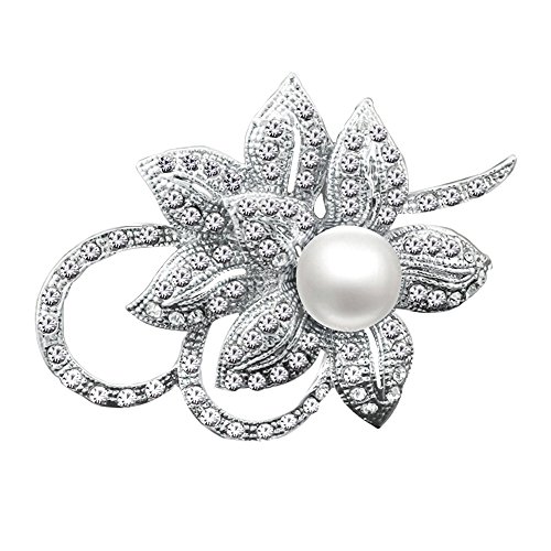 Merdia con clase de la flor broche Creado con Brillante de cristal y perlas Creado para la boda de Navidad o fiesta de graduación