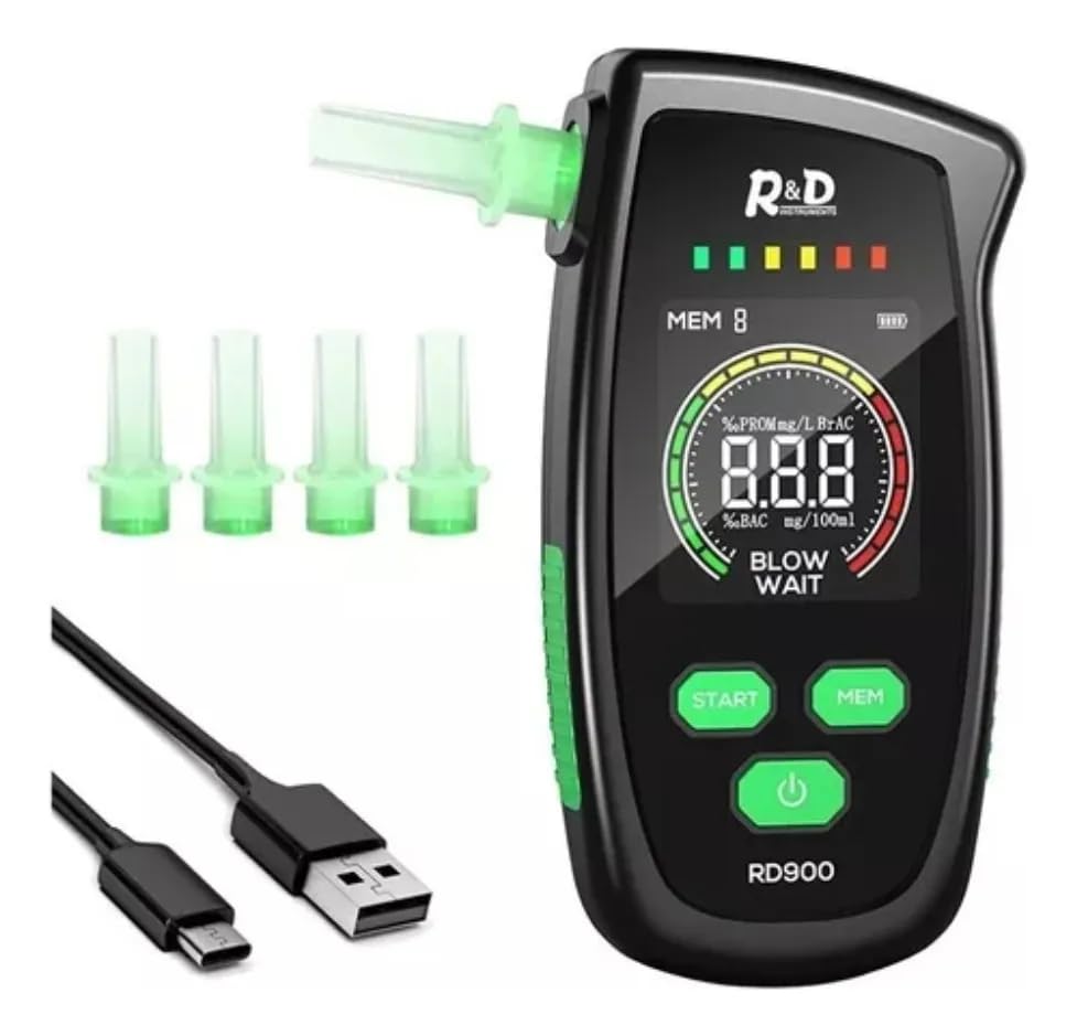 Bafômetro Digital Portátil com Display LCD 2,5 Polegadas, Medidor de Álcool