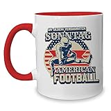 shirtdepartment - Kaffeebecher Kollektion - Tasse - American Football Kollektion Motiven An jedem verdammten Sonntag Weiss-rot