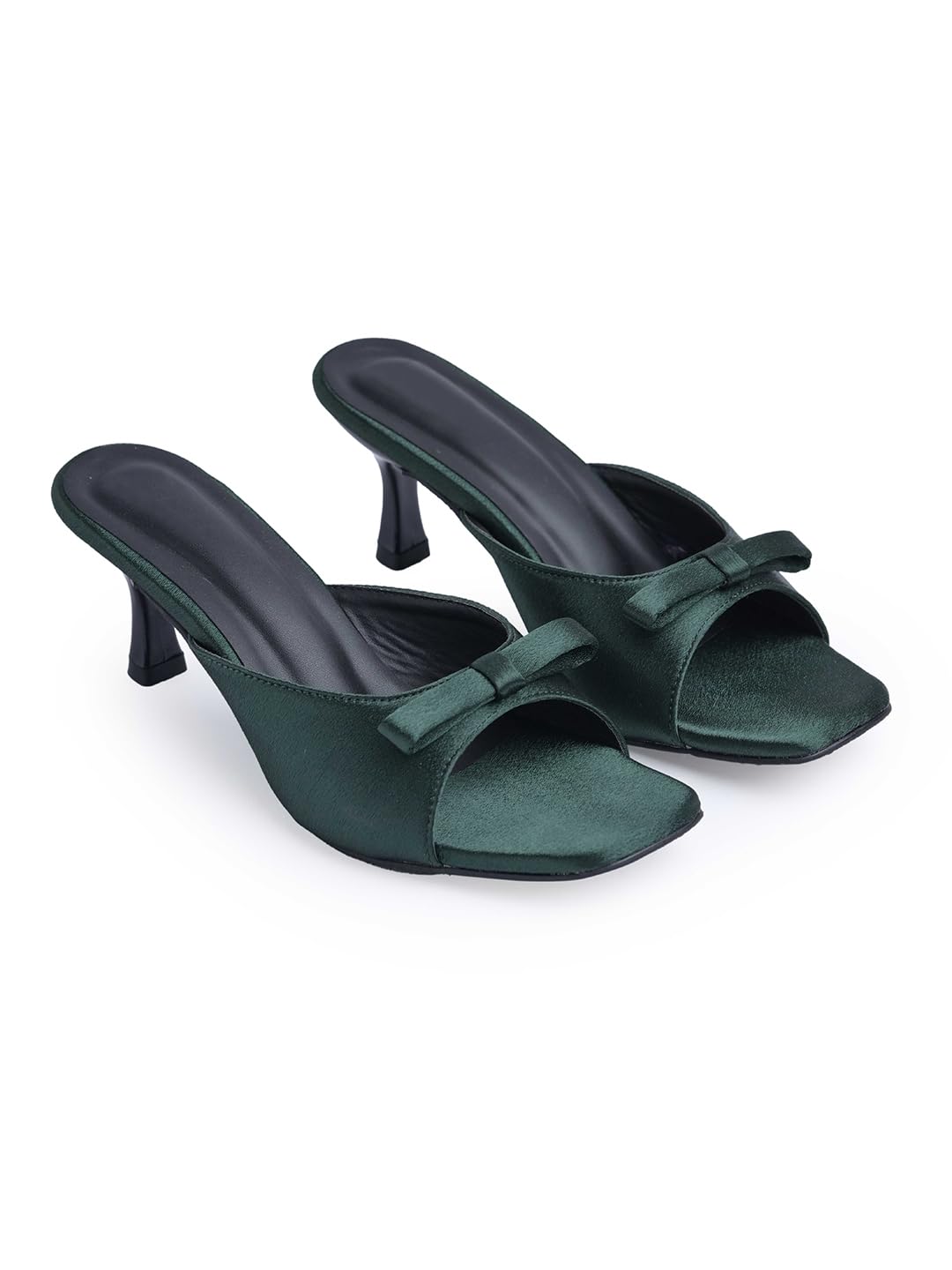 FROH FEET Women's Elegant Satin Slip-On Kitten Heels with Bow Detail cushioned footbed for Casual Office & Party-picture-16