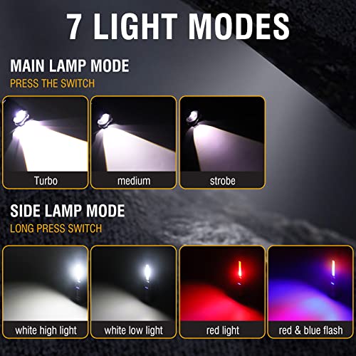 Boruit A76 Rechargeable Flashlights High Lumens 20000 Super Bright Led Tactical Flash Light - 7 Modes Usb-C Handheld Flashlight With Red Blue Side Light Clip #TOP2