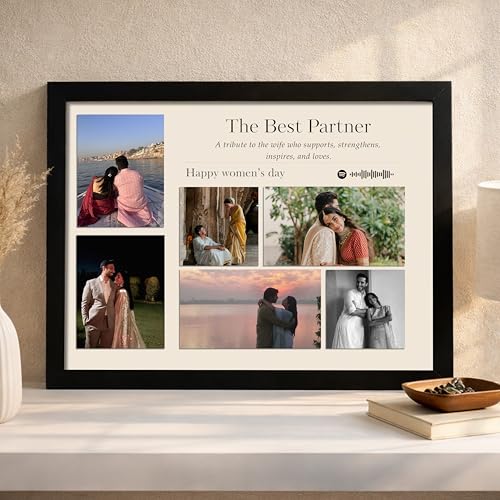 Image of Customized Photo Frame Wall Decor Spotify Gift For Wife Mother Sister Girlfriend and Friend, Personalized Women's Day and Mothers Day Photo Frame Gift For Home Living room Bedroom 23x32 cm
