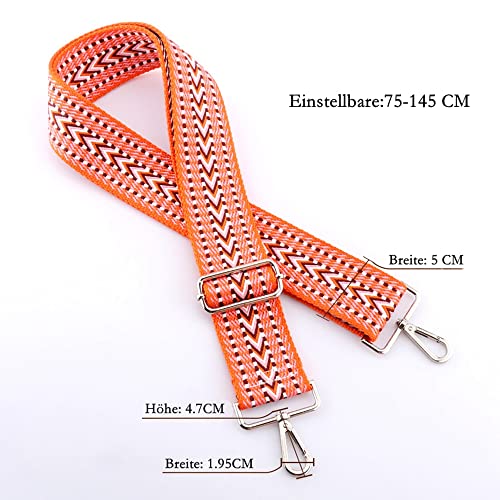 Kiwochy Taschengurt Schulterriemen Breiter Schultergurt Rot Orange Handtaschen Schulterriemen Canva Riemen Breite 2 Zoll längenverstellbarer 29,5-57 Zoll Karabiner in Silber für Taschen Handtaschen