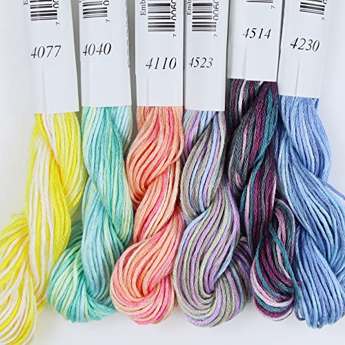 Image of KCS Big skeins of 25 Meters Size 25 Color Variegated Cross Stitch Stranded Threads,6 skeins,14