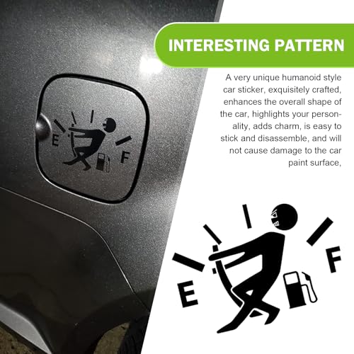 Image of Funny Fuel Tank Stickers, Vinyl Gas Tank Decal, Reflective Fuel Lid Decals, Self-Adhesive Fuel Gauge Empty Stickers, Auto Fuel Tank Cover Sticker, Universal Funny Signs Decal for Cars (Black)