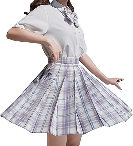 Uniforme d'écolière japonaise, adolescente, Kawaii JK, uniforme scolaire, robe avec col, chemise, costume (taille S, violet)
