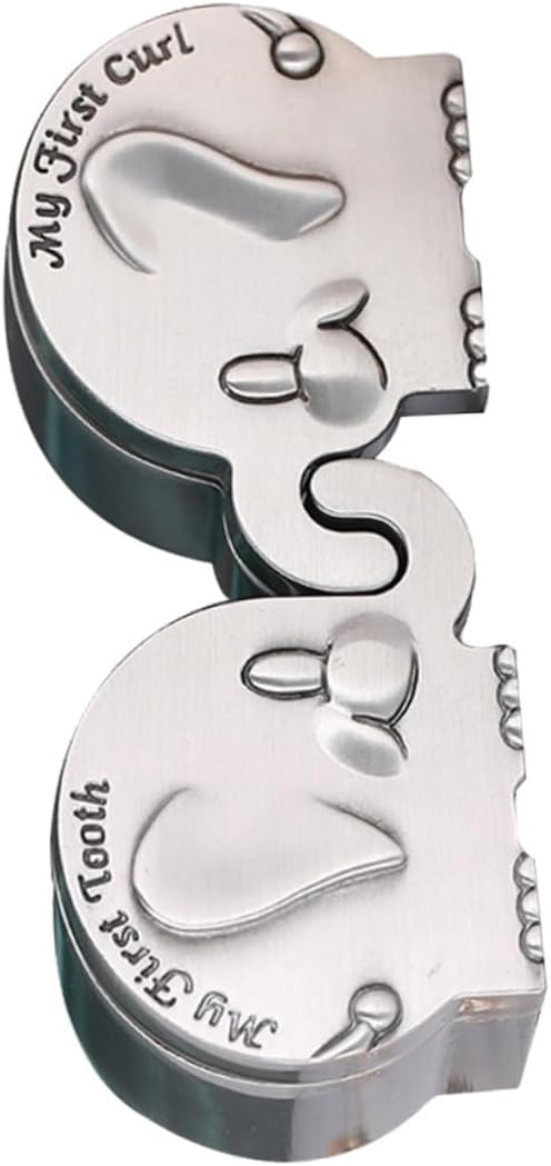 Milisten Elephant Shaped Keepsake Box for Baby Teeth and Hair Silver Metal First Tooth and Curl Collection Box for Newborns Birth Souvenir