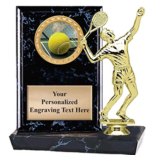 Crown Awards 6"X6" Tennis Serve Male Plaque Award, Tennis Trophy with Custom Engraving, Prime