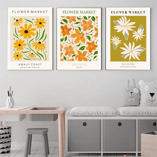 Toile flower market peinture florale haut de gamme pour grand mur de salon