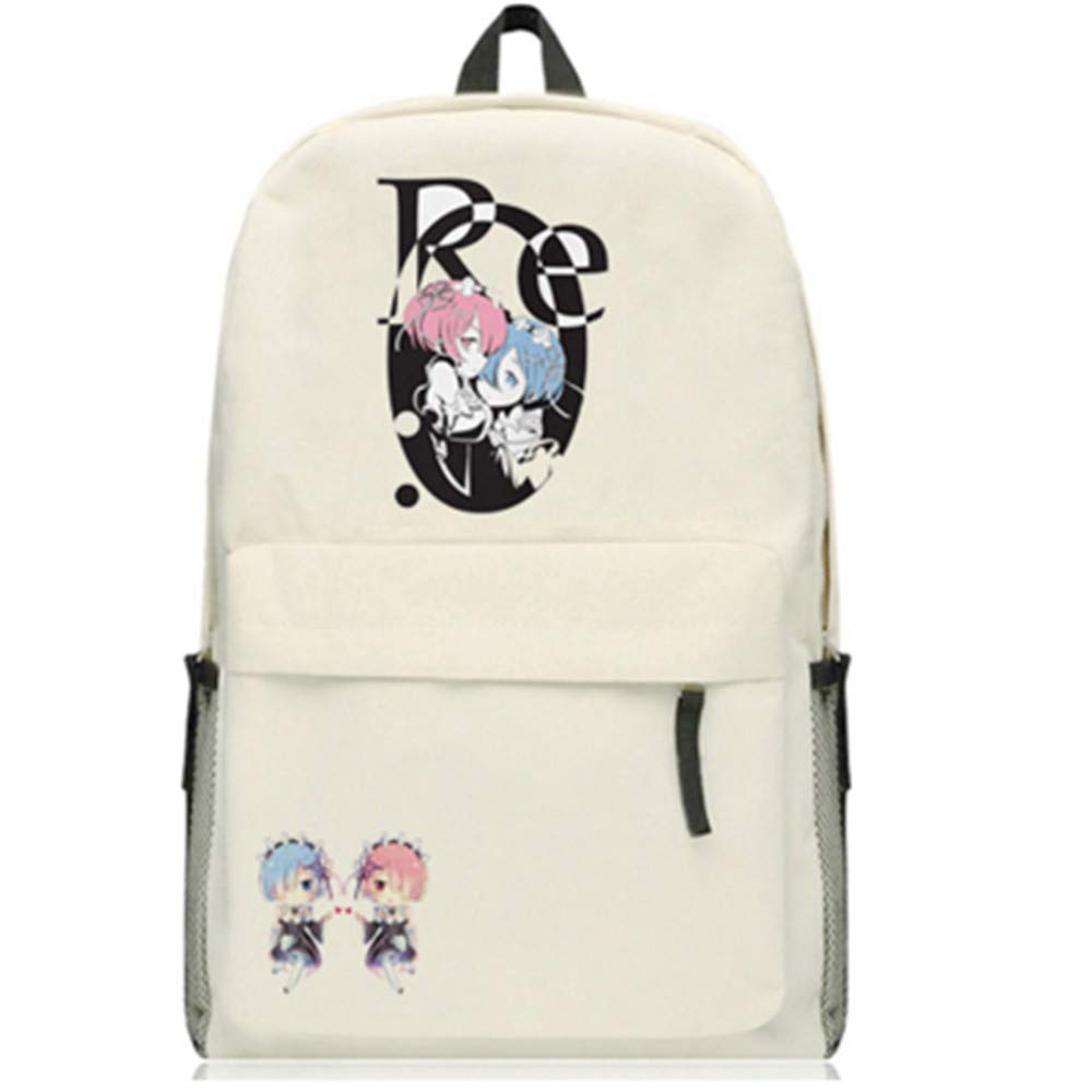 Anime Re: Zero Kara Hajimeru Isekai Seikatsu Ram/Rem Emilia Backpack Laptop Bag Mochila (9)