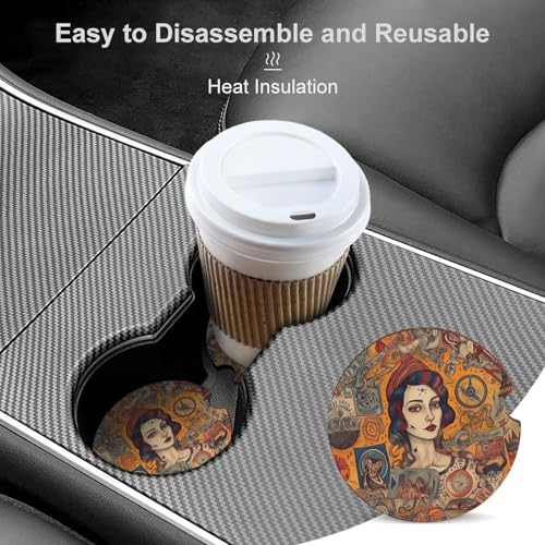Posavasos para Portavasos de Auto, Estilo Poster Vintage, Paquete x2 miniatura 4