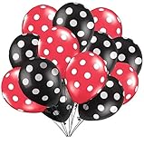 Fascola 100 Pieces Polka Dot Balloon Black with White Dot Balloons Red with White Polka Dot Balloons for Different Activities, Wedding, Celebration, Holiday, Birthday, Party Decoration