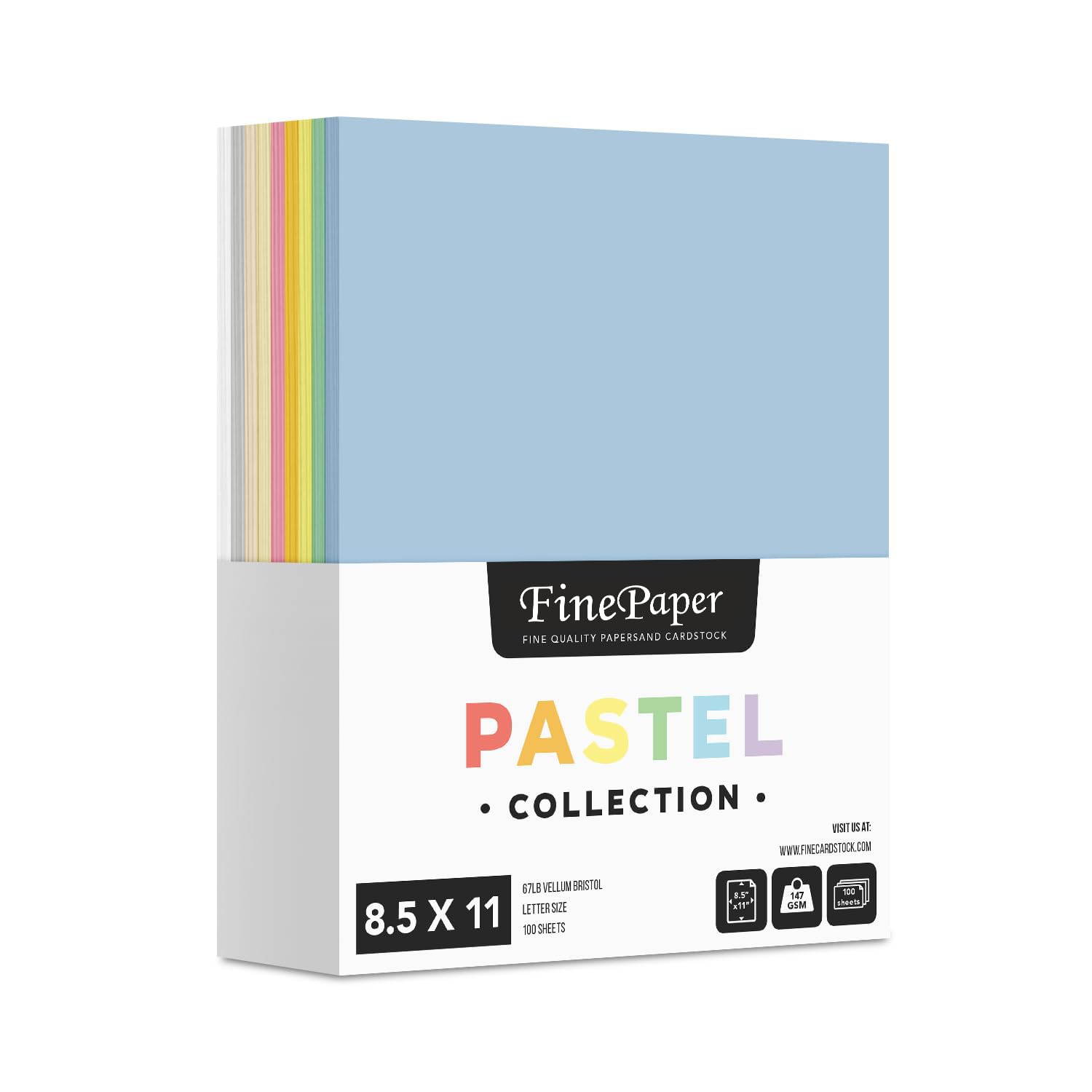 Assorted Pastel Colored Paper – Assortment of 9 Colors for Arts and Crafts, Invitations, Flyers, Posters, Decorations | Regular 20lb Bond (75gsm) |