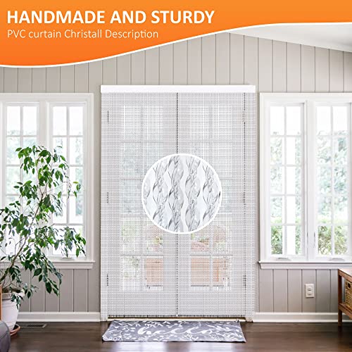 DEFACTO Fadenvorhang Türvorhang 100 x 210 cm – Faden-Glitzer-Hängevorhang für Türen – Christall PVC-Vorhänge, PVC-Streifen, glitzernder Glanz – hergestellt in Italien - Tokio