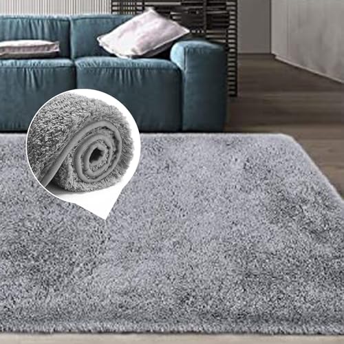Image of Purav Light 2200 GSM Soft Fluffy Runner Mats (3 x 5 ft, Grey)| Durable & Washable Bedside Runner for Bedroom, Mat for Bathroom, Living Room Floor Home Decoration with Anti Skid Backing