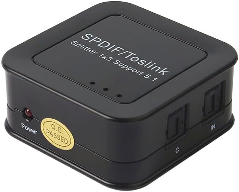 Century Accessory SPDIF/TOSLINK Digital Optical Audio Splitter 1x3 (One Input to Three Outputs)