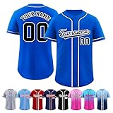Custom Baseball Jersey Button Down Personalized Stitched or Printed Team Name Number Baseball Shirt Sports Uniform Gifts for Men Women Youth Boy