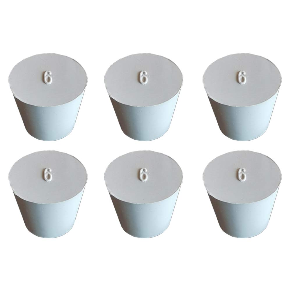 Buy HeyWin Lab Rubber Stopper,(6 Pack) 6,White Solid Rubber Stoppers