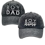 LOKIDVE Women's Embroidered Baseball Cap, Boy Mama& Boy Dad - Gift Vintage Distressed Dad Hat