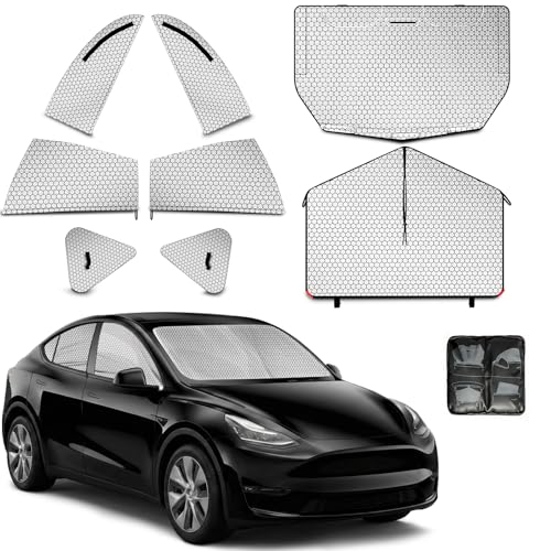 Car Window Shades for Tesla Model Y 2020-2024 Privacy Car Window Covers for Camping | Sleeve-on Design | Upgrade Graphene | Car Window Sunshades for Heat & UV Rays 8Pcs Set Exclude Roof Sunshade