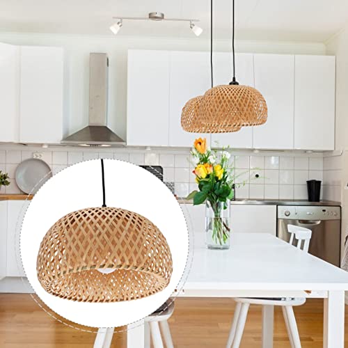 DOITOOL Rattan Pendente de Mão Clara de Cesto de Cesta Leve Rústico Pendurado Leve Lustre Japonês Lu
