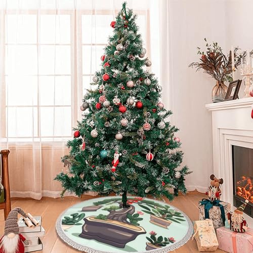 Jupe de sapin de Noël 122 cm avec pompons tapis de bonsaï blanc - 8
