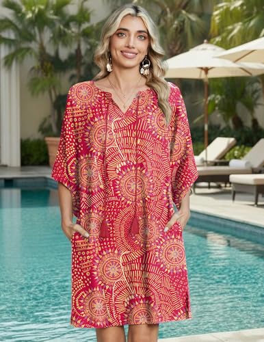 Image of Zeagoo Womens Summer Dress Casual Ruffle Tiered Floral Square Neck Sundresses Beach Boho Mini A-line Dress 2026 with Pockets