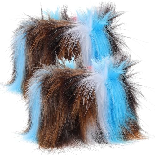 Toyvian Furry Wrist Arm Warmers Winter Faux Fur Fluffy Rainbow Color One Size Women’s Fashion Accessories for Cold Weather