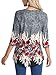 BAISHENGGT Womens Tops 3/4 Sleeve Round Neck Casual Tunic Tops Fall Fashion 2025 Dressy Casual Blouses Grey Floral M