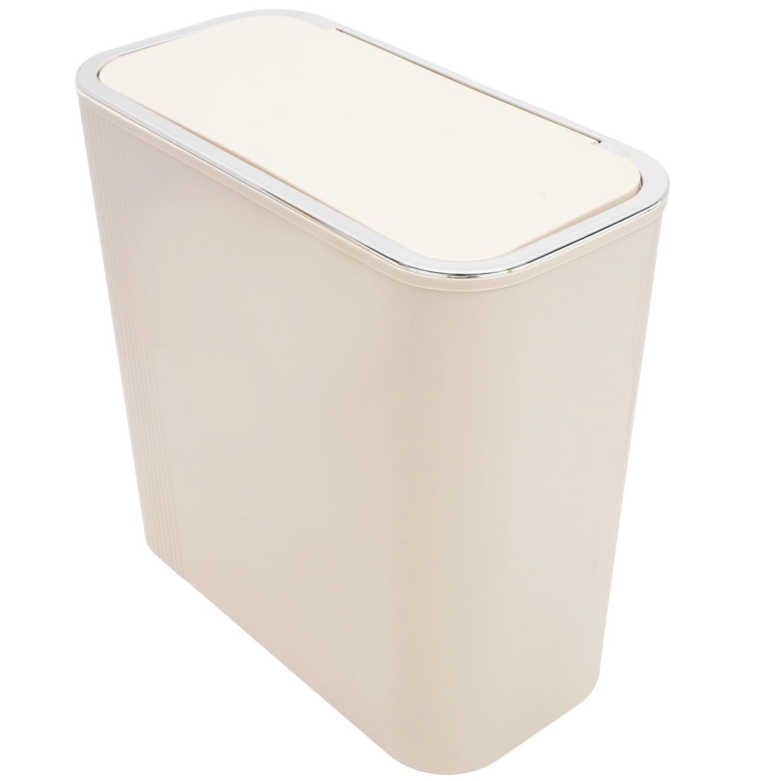 Cestino per Rifiuti in Pet con Coperchio per Ufficio e Camera da Letto, Contenitore Spazzatura Beige Riutilizzabile per Interni